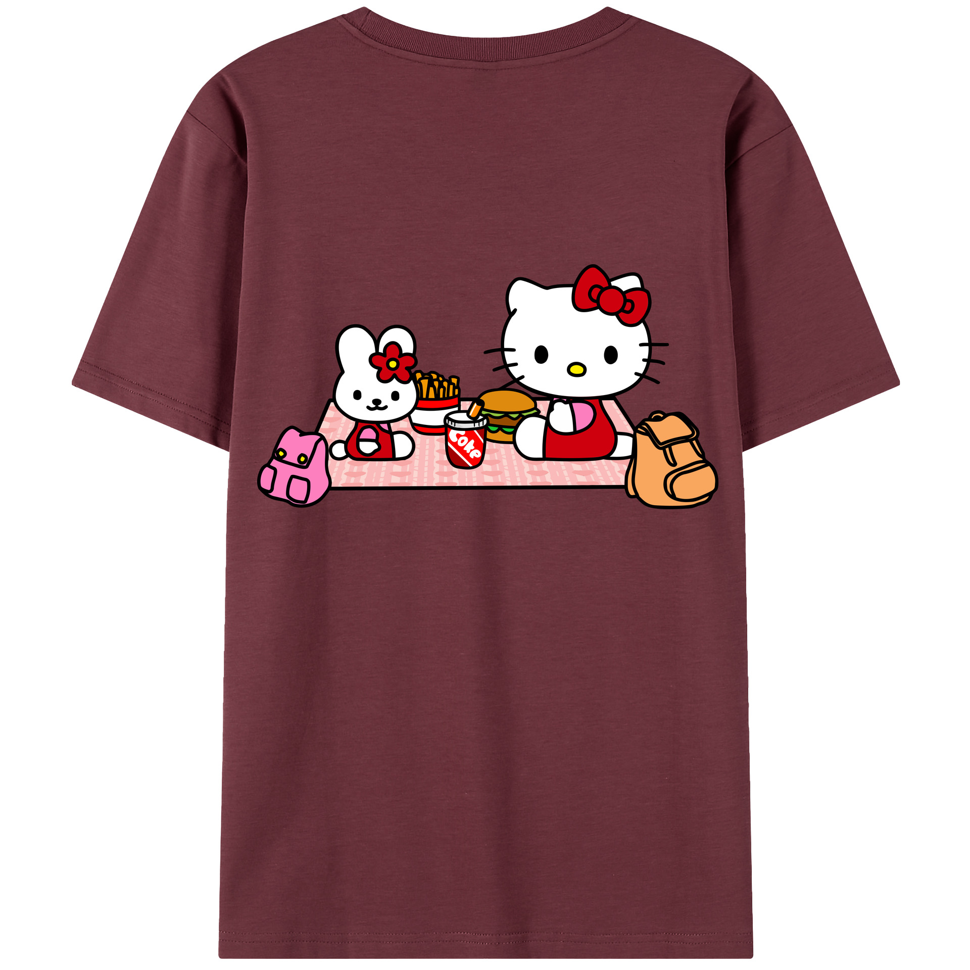 （画像用） Hello Kitty ハローキティ 綿100％半袖Tシャツ（背面プリント）
